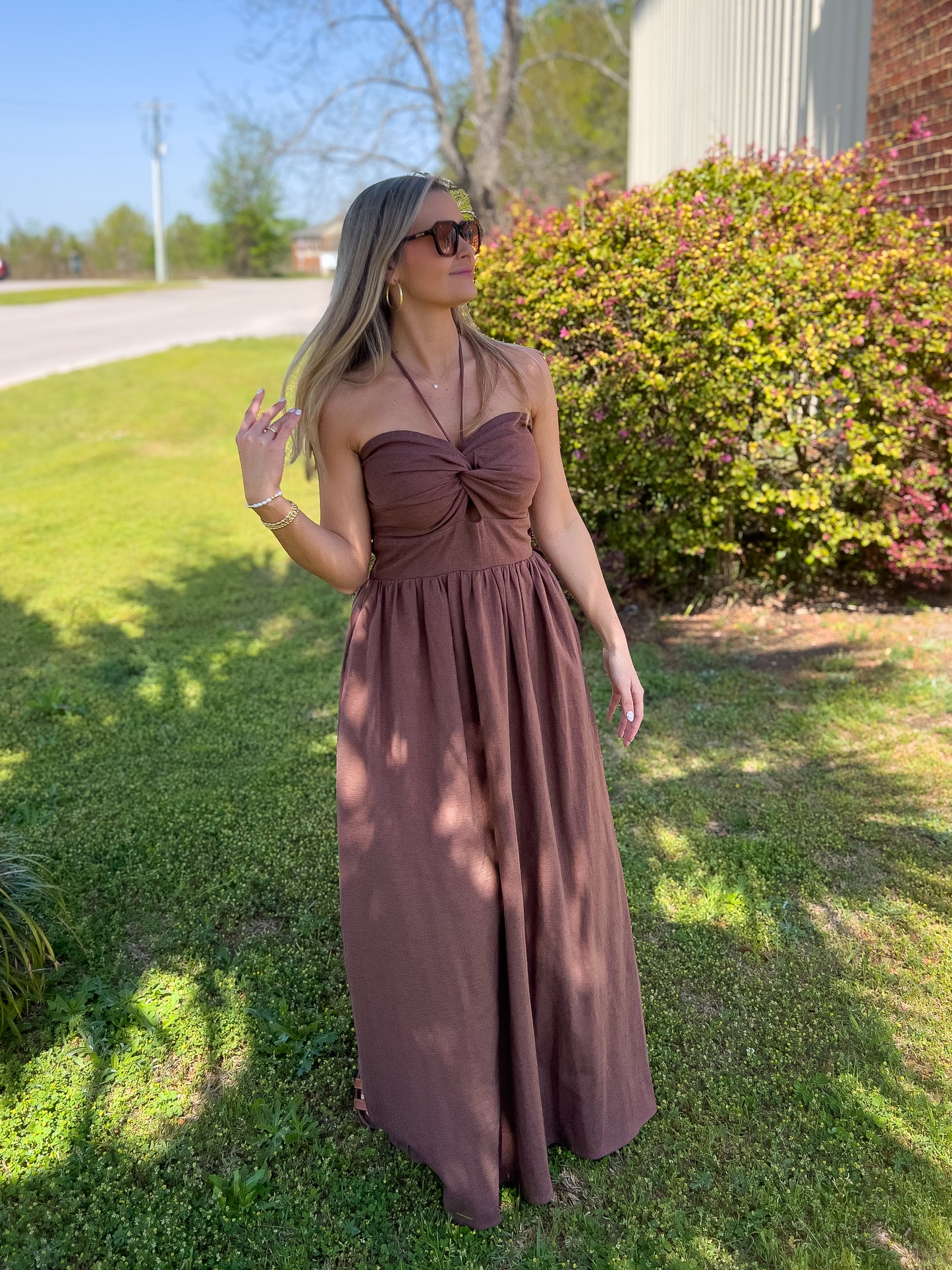Mocha Halter Maxi Dress
