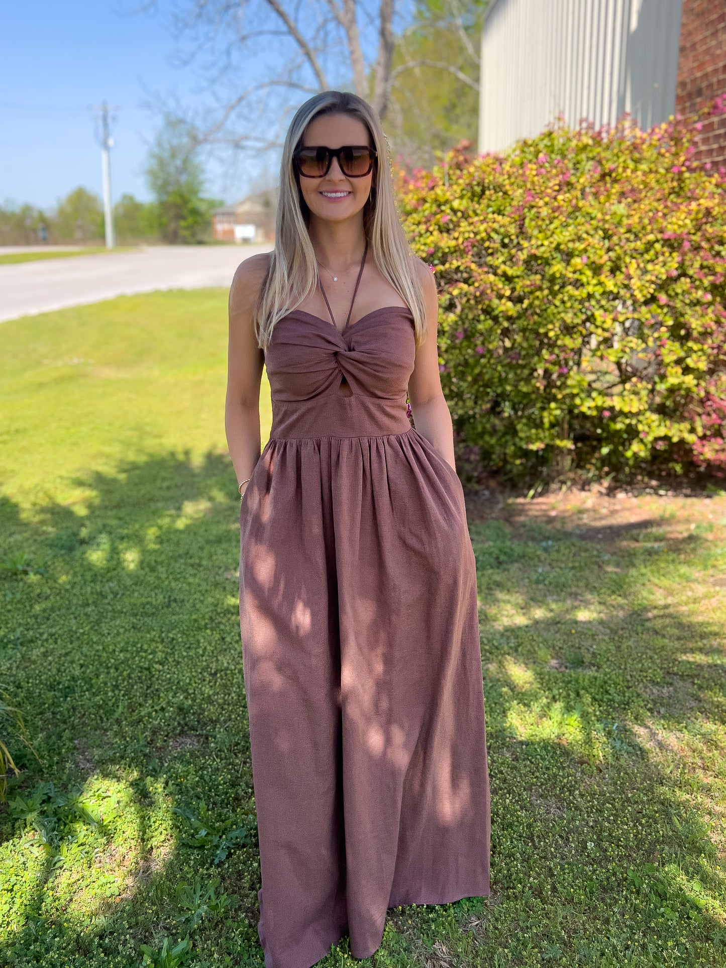 Mocha Halter Maxi Dress