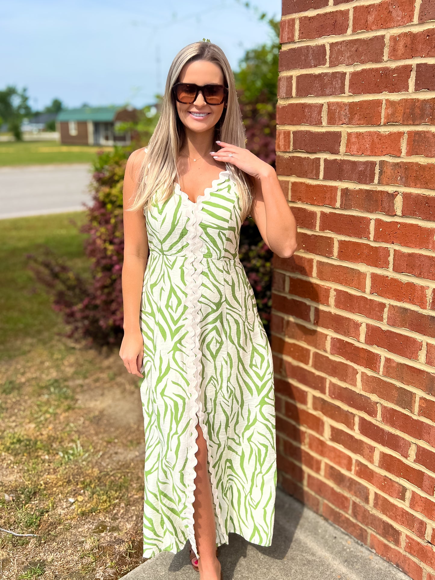 Sage Printed Dress