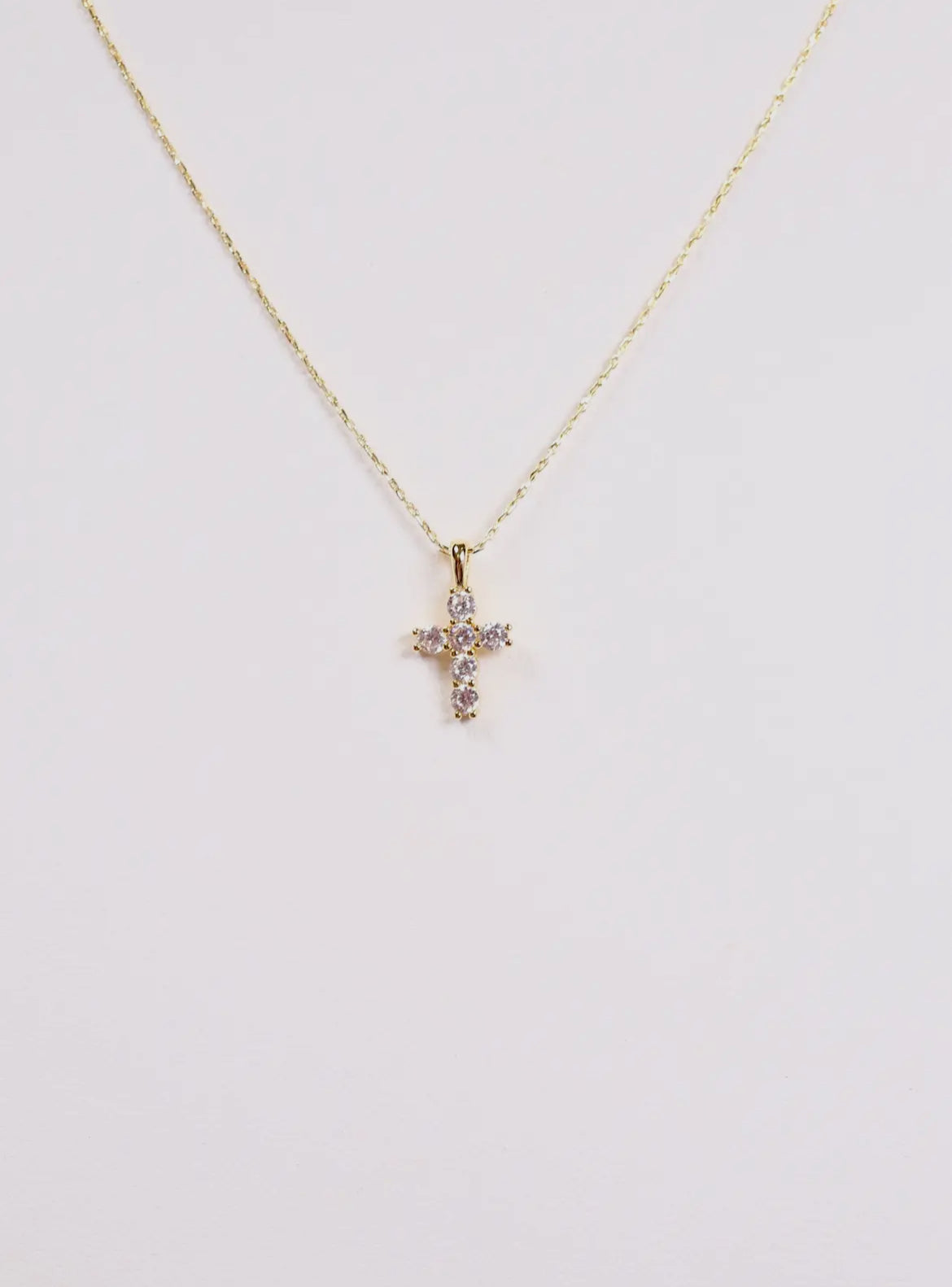 Kitty Cross Necklace Gold