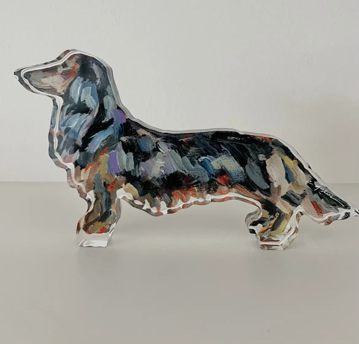 Dachshund Black&Tan Long-Haired Acrylic Small