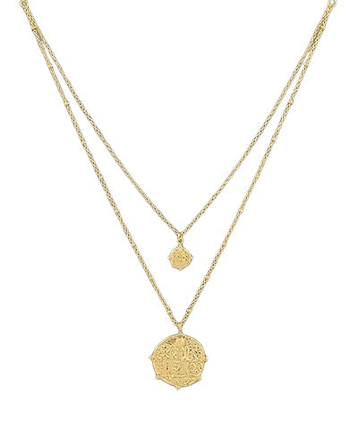 Embossed Pendant Dual Necklace