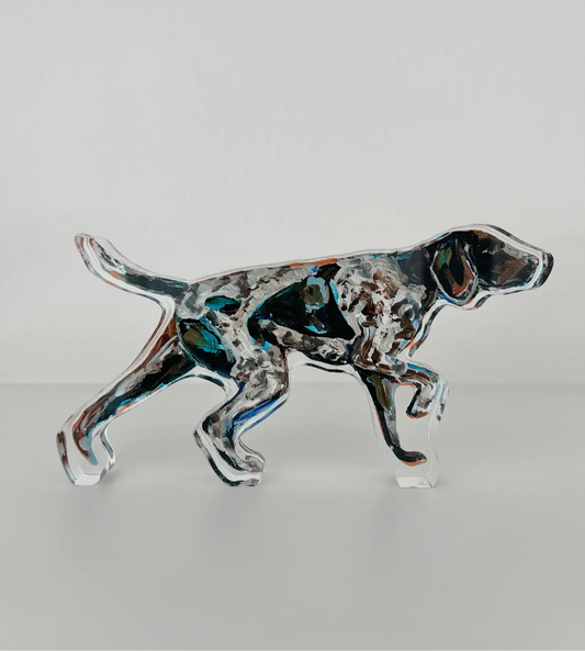 "German Shorthaired Pointer Pointing" Acrylic Block