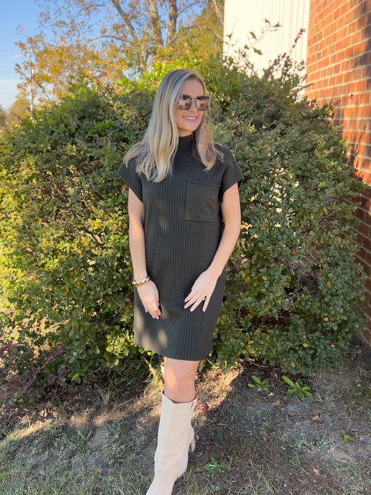 Olive Sweater Dress