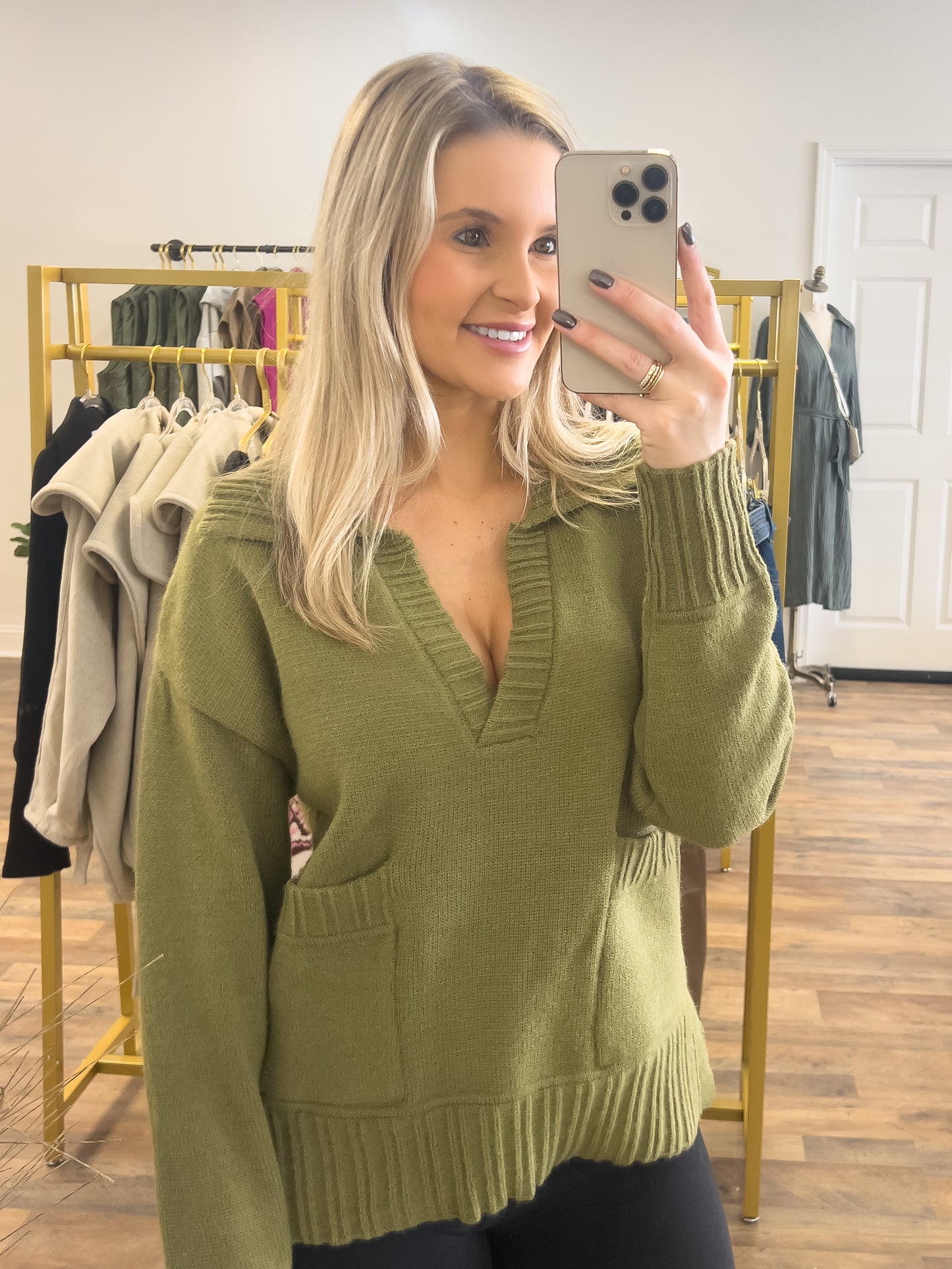 Olive VNeck Sweater