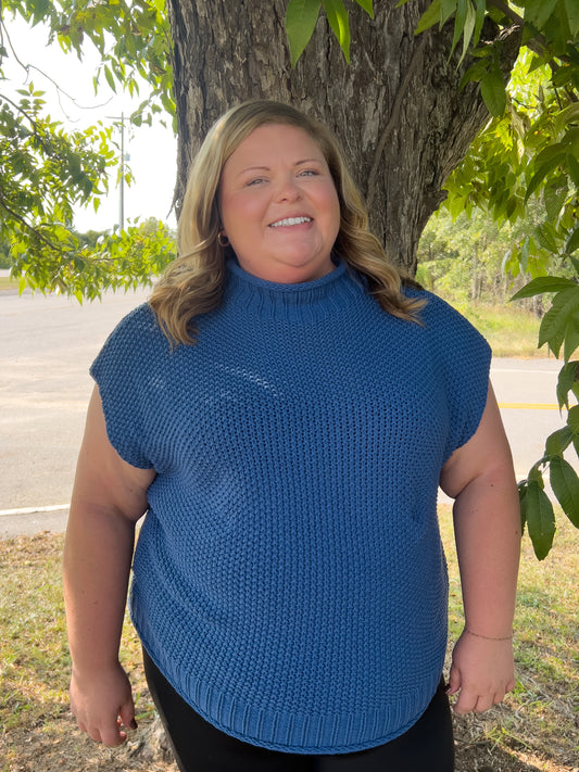 Dusty Blue Sleeveless Sweater