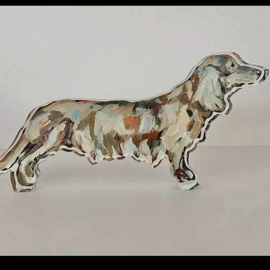 Blonde Long Haired Dachshund Acrylic Block