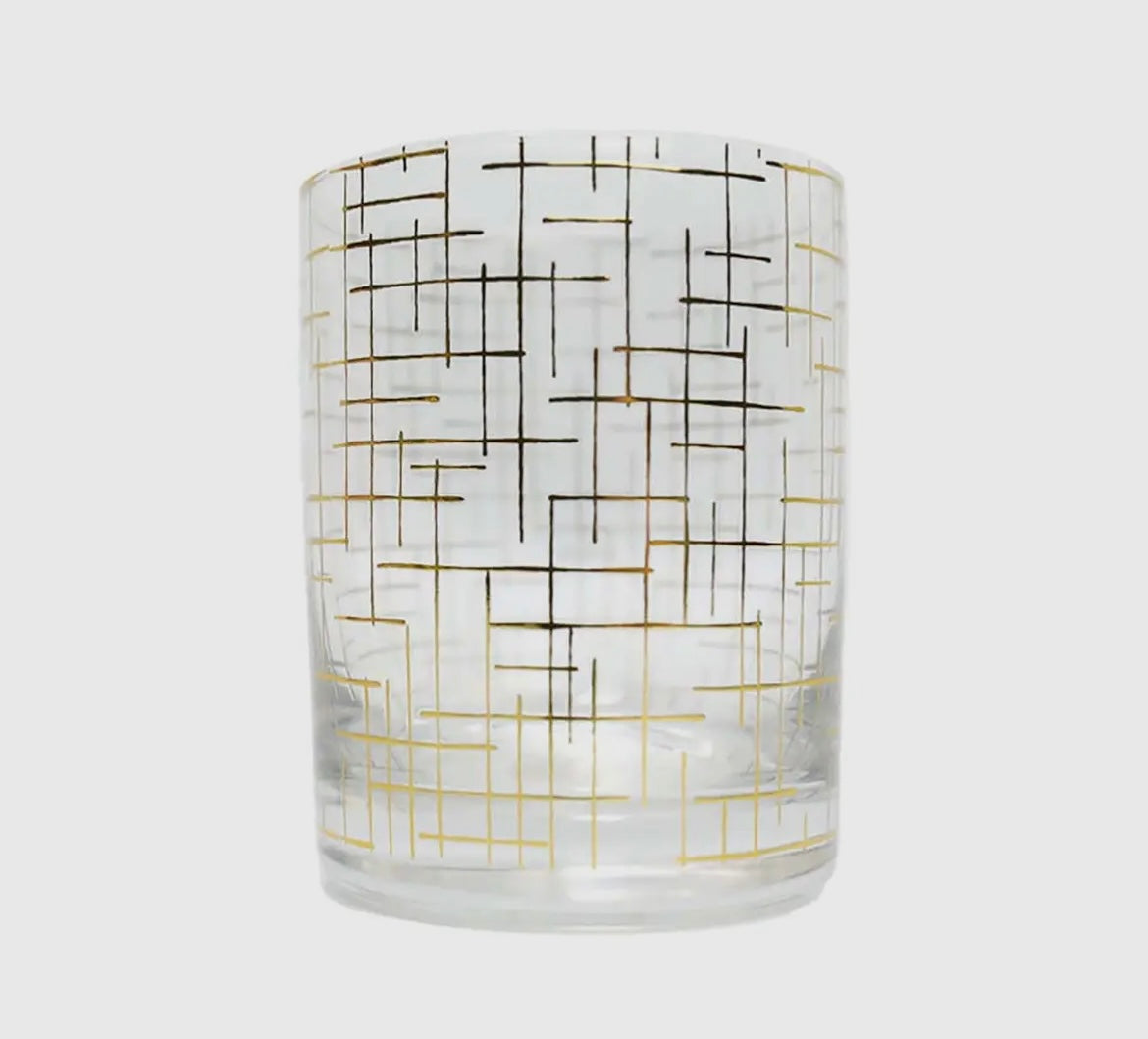 Gold Hatch Stemless Wine Glass