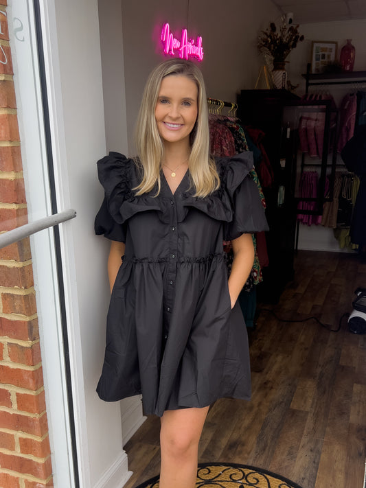 Black Ruffle Dress Small