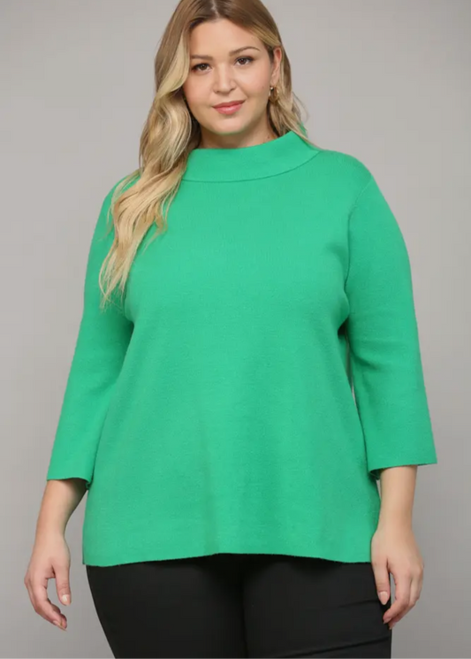 Kelly Green Sweater - Curvy