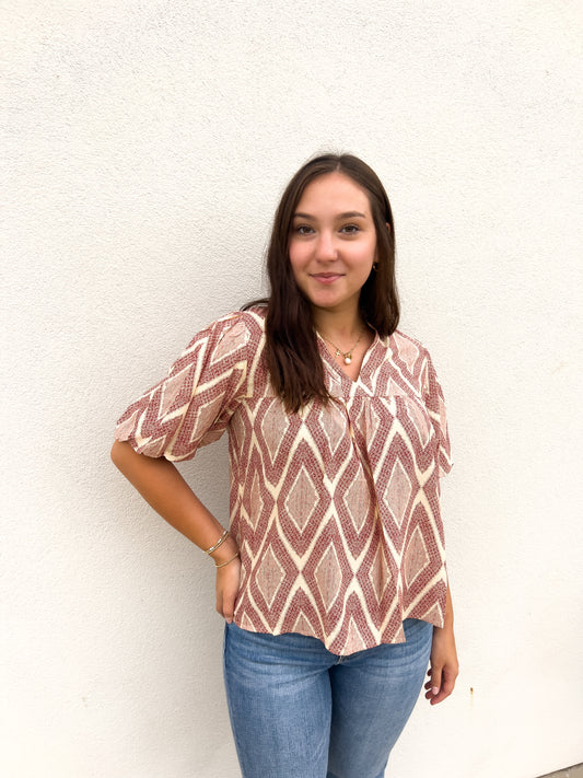 Red Printed Top