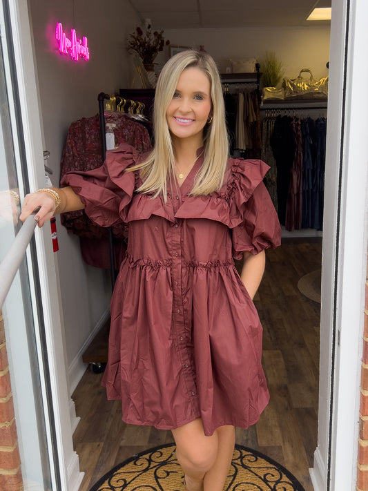 Chocolate Ruffle Dress