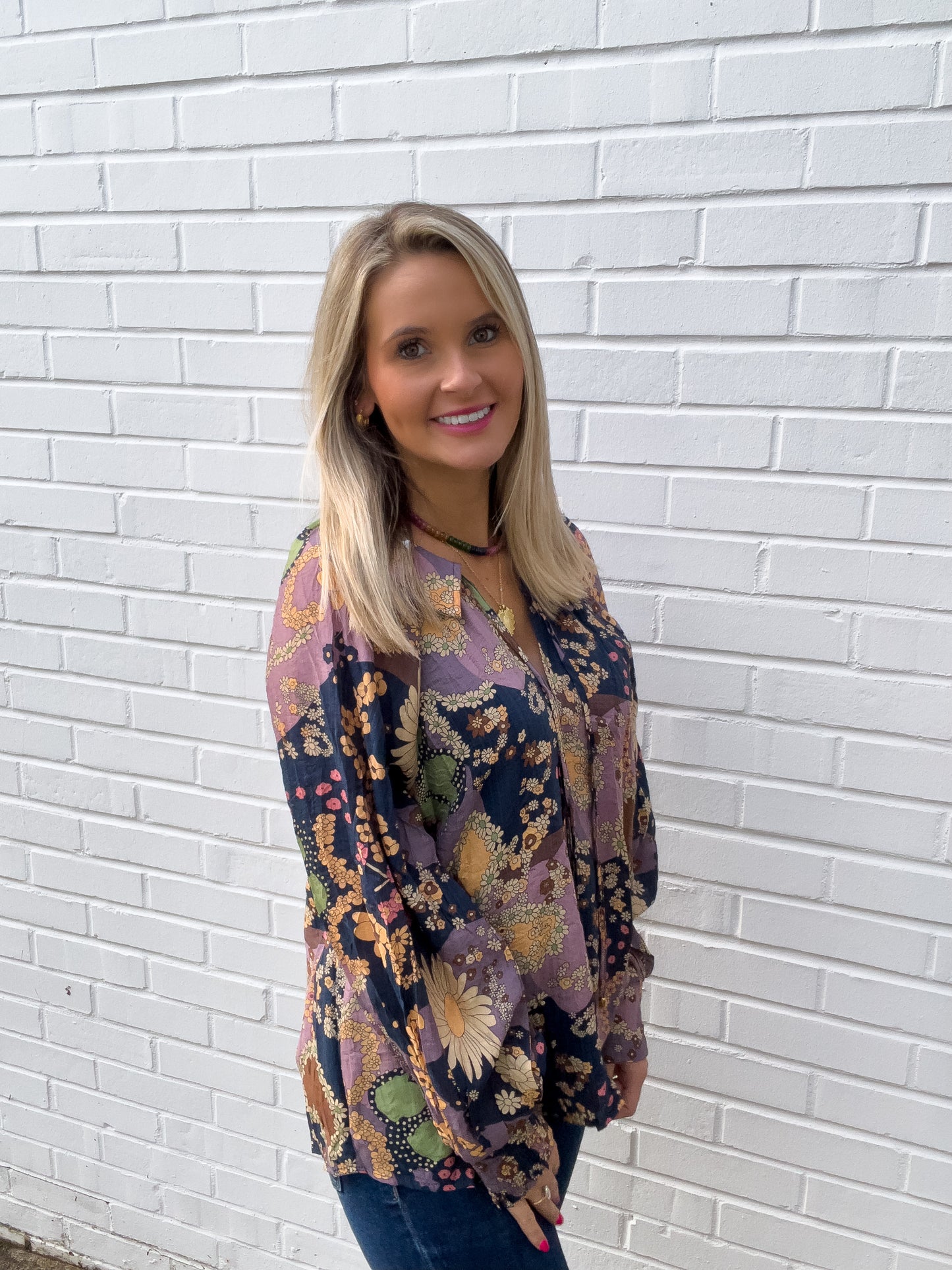 Grey Floral Blouse