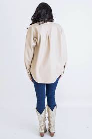 Ivory Pleather Shacket