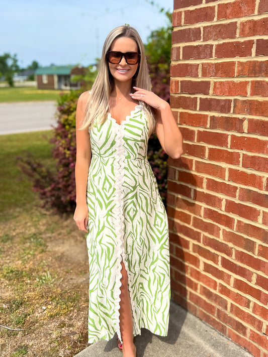 Sage Printed Dress