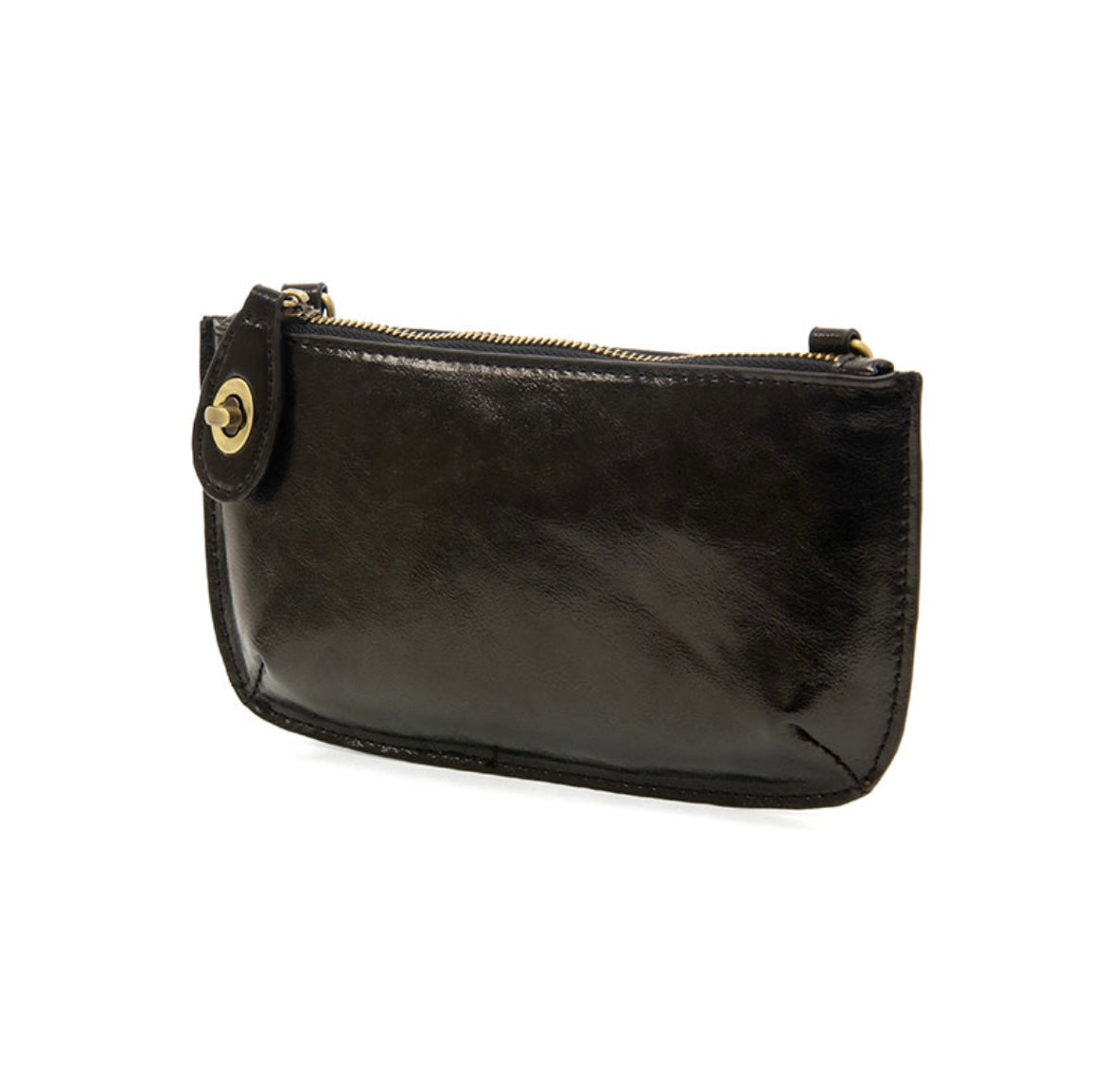 Liquid Metal Black Mini Crossbody Wristlet Clutch