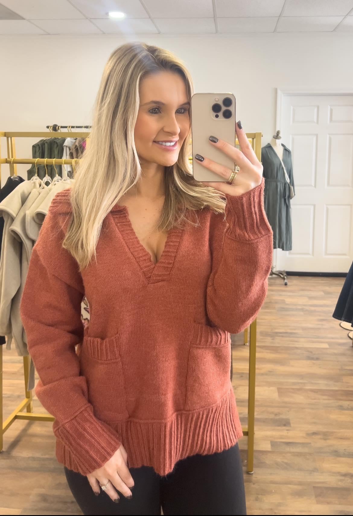 Marsala VNeck Sweater