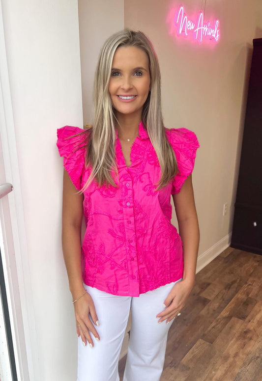 Hot Pink Floral Top