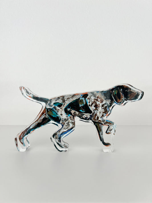 "German Shorthaired Pointer Pointing" acrylic block