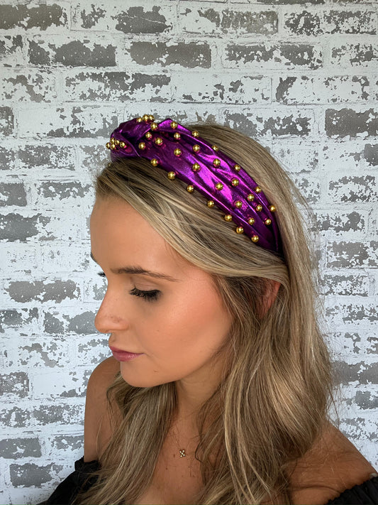 Hollie Studded Headband - Metallic Purple